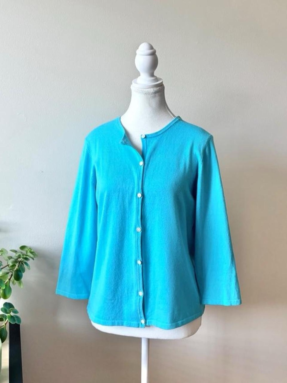 Turquoise Button-Front Cardigan